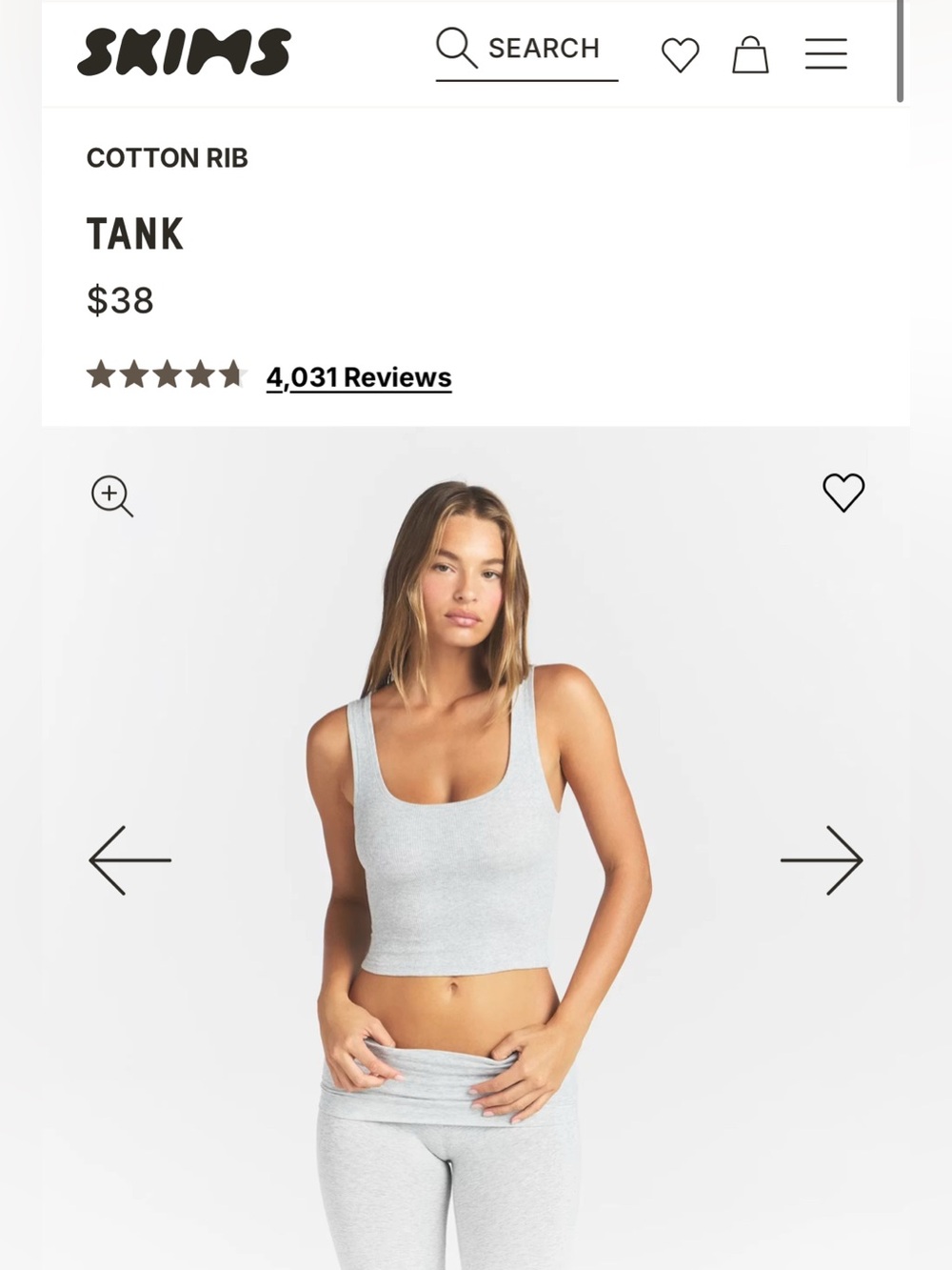 SKIMS 3-Pack Ribbed Tank Tops — Gray, White, Cream Floral ROSEBUD MULTI - Picture 2 of 8